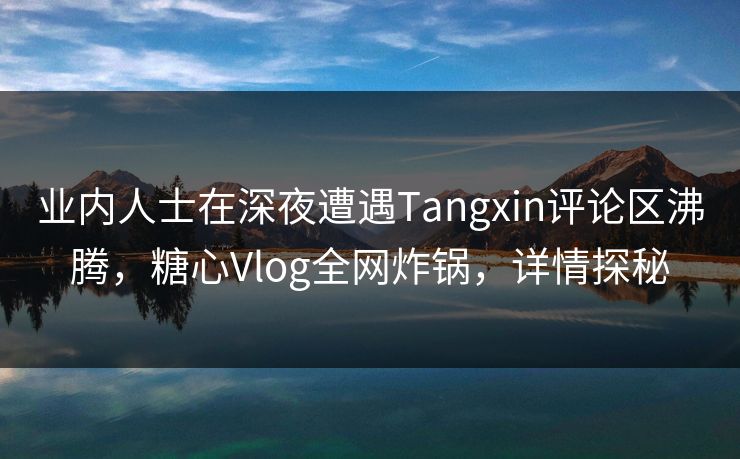 业内人士在深夜遭遇Tangxin评论区沸腾,糖心Vlog全网炸锅,详情探秘