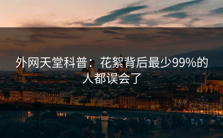 外网天堂科普：花絮背后最少99%的人都误会了