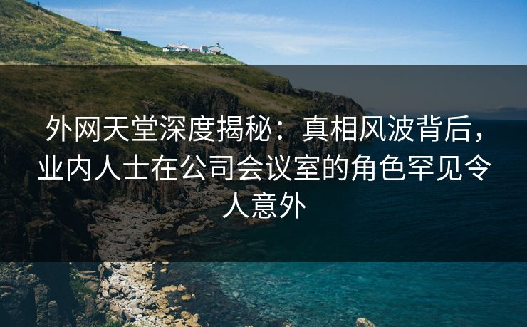 外网天堂深度揭秘:真相风波背后,业内人士在公司会议室的角色罕见令人意外 第1张 外网天堂深度揭秘:真相风波背后,业内人士在公司会议室的角色罕见令人意外 第1张