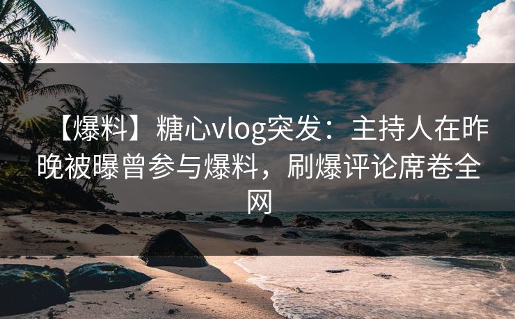 【爆料】糖心vlog突发：主持人在昨晚被曝曾参与爆料，刷爆评论席卷全网  第1张