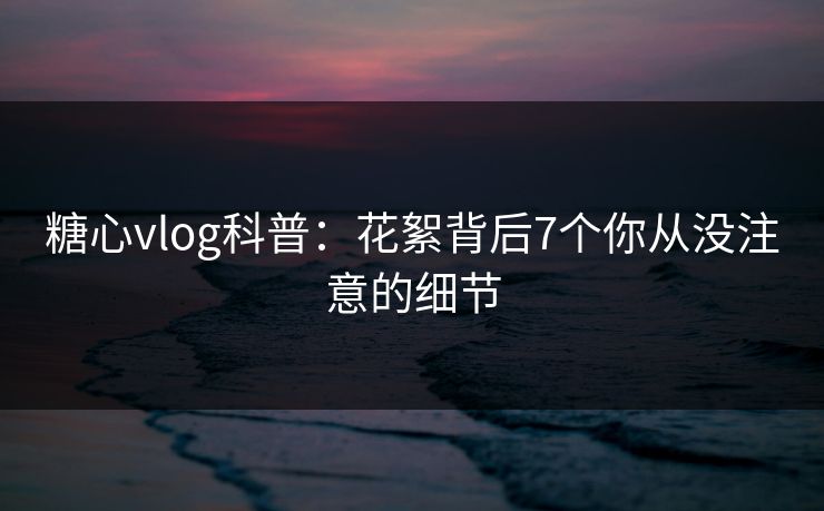 糖心vlog科普：花絮背后7个你从没注意的细节