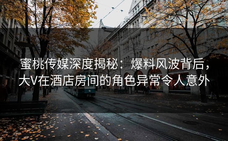 蜜桃传媒深度揭秘：爆料风波背后，大V在酒店房间的角色异常令人意外