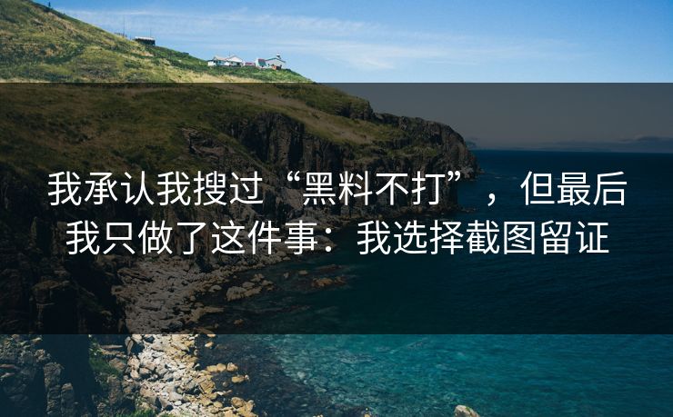 我承认我搜过“黑料不打”，但最后我只做了这件事：我选择截图留证